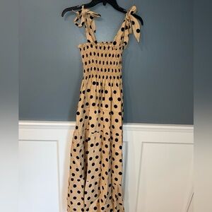 Faithful The Brand Rianne Midi Dress Emelda Dot Print-Biscuit